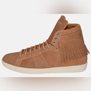 Saint Laurent Men’s ‘Court Classic' Tan Fringe Suede High Top Sneakers